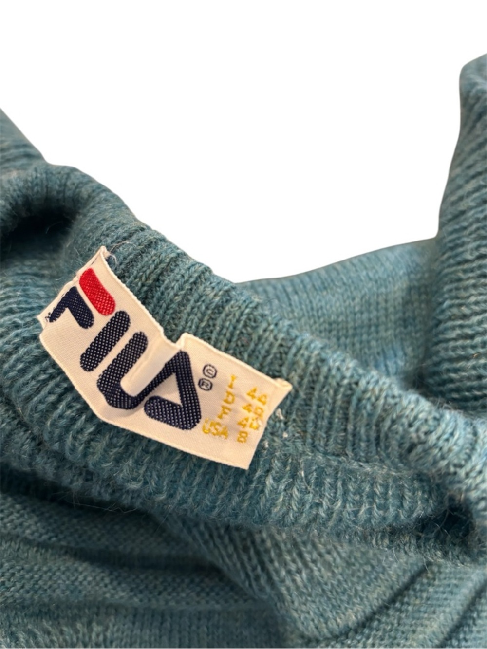 Vintage Fila Made in Italy Virgin Wool Sweater Green Crewneck Mens M 90s Knit - Picture 4 of 8